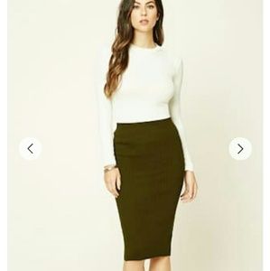Ribbed Stretch-Knit Skirt